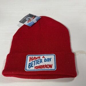Red Beanie with Positive Message